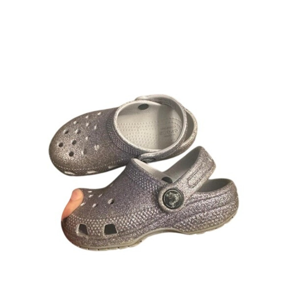 Crocs Kids‎ Classic Glitter Clogs Shoes purple Sparkle Comfort Casual